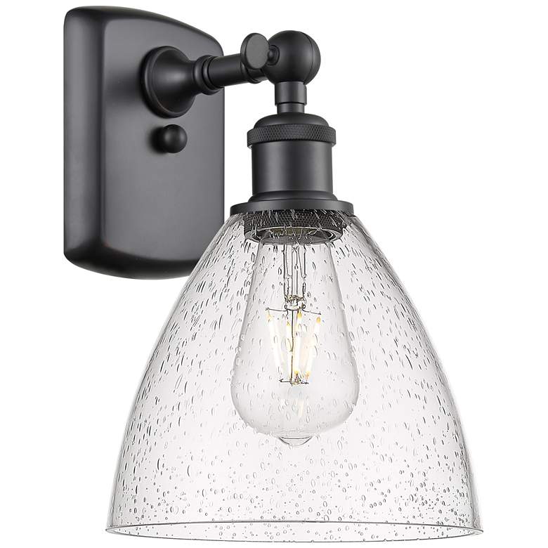 Bristol Glass 7.5" 8" LED Sconce - Matte Black Finish - Seedy Shade