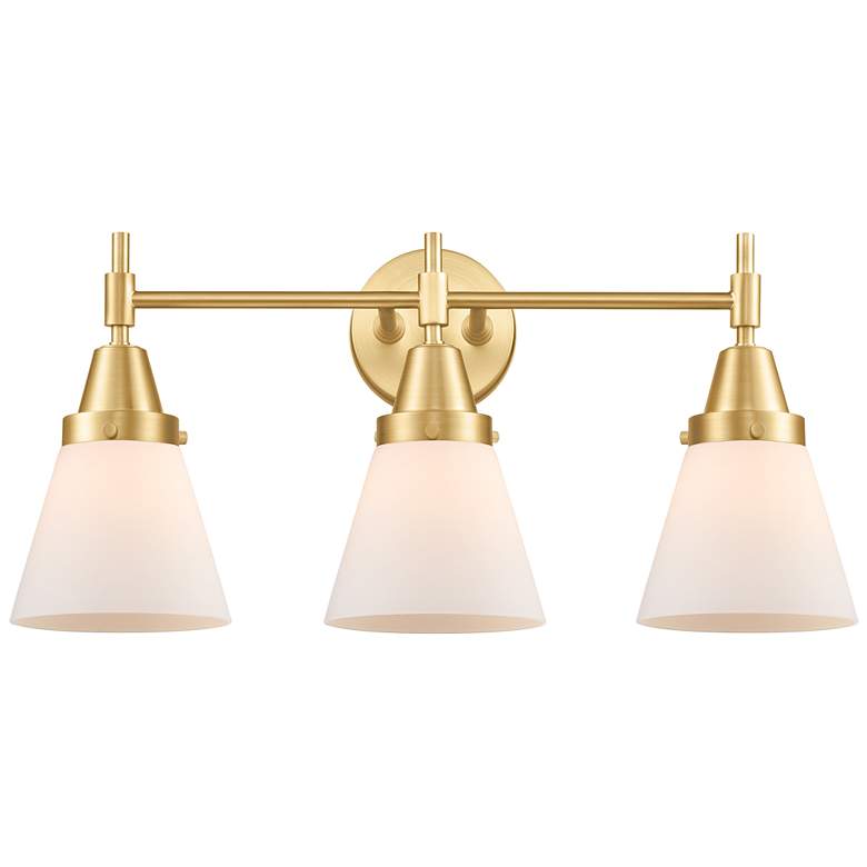 Caden Cone 6" 3 Light 24" Bath Light - Satin Gold - Matte White