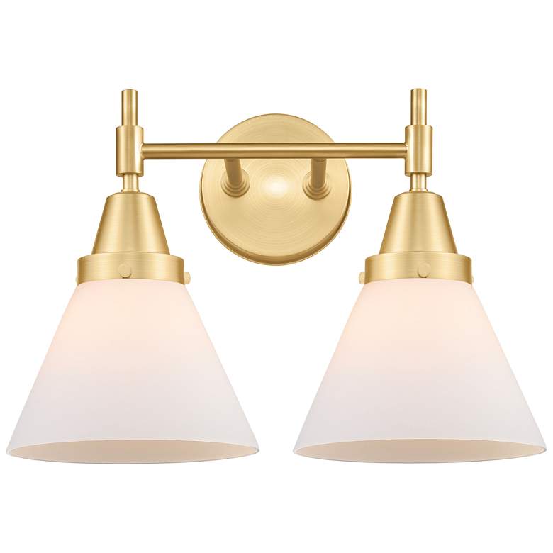Caden Cone 8" 2 Light 17" LED Bath Light - Satin Gold - Matte White