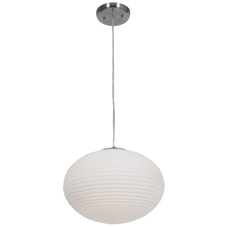 Callisto 15" Glass Pendant - Brushed Steel - Opal