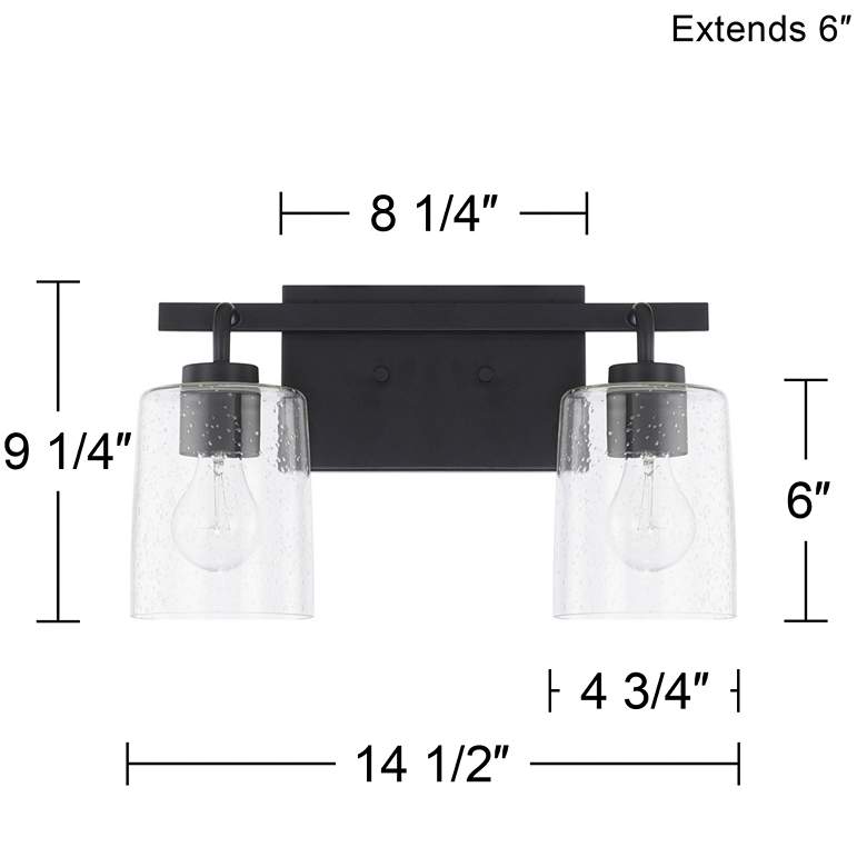 Capital Greyson 9 1/4" High Matte Black 2-Light Wall Sconce