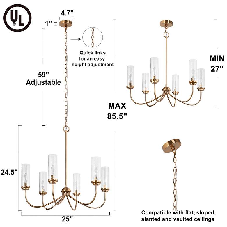 Charme 25" Wide Gold 6-Light Chandelier