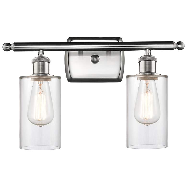 Clymer 2 Light 16" LED Bath Light - Brushed Satin Nickel - Clear Shade