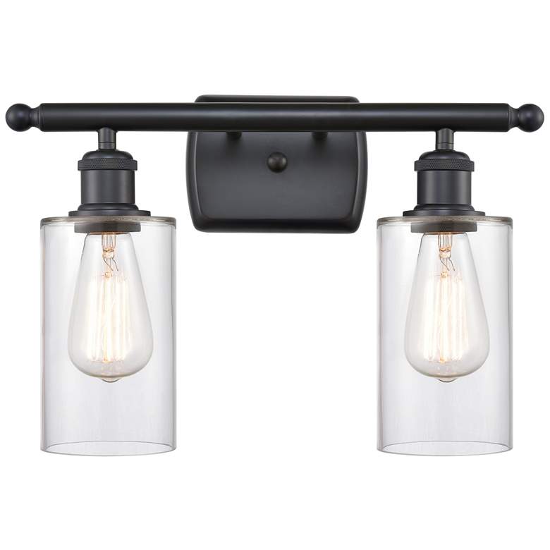 Clymer 2 Light 16" LED Bath Light - Matte Black - Clear Shade