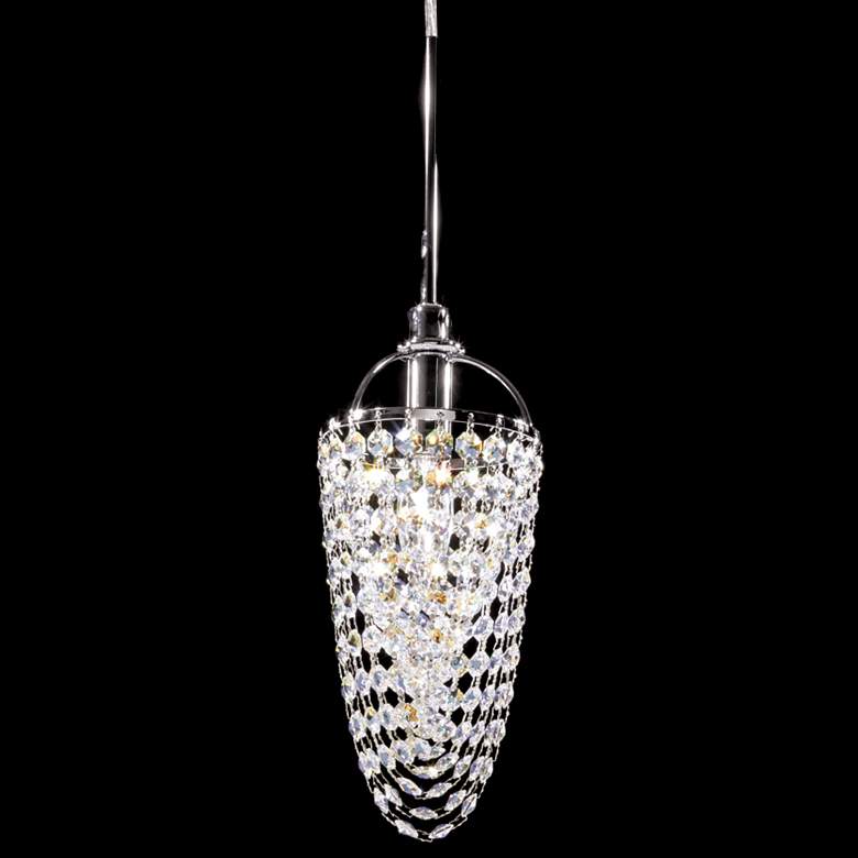 Contemporary 5" Wide Silver Crystal Basket Mini Pendant