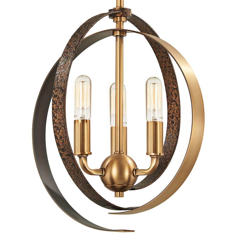 Criterium 12"W Brass and Textured Iron 3-Light Mini Pendant