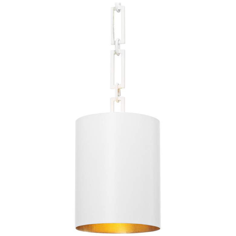 Crystorama Alston 8" Wide Matte White and Gold Mini Pendant