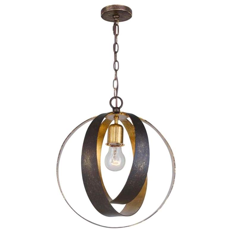 Crystorama Luna 12" Wide Bronze and Gold Orb Mini Pendant