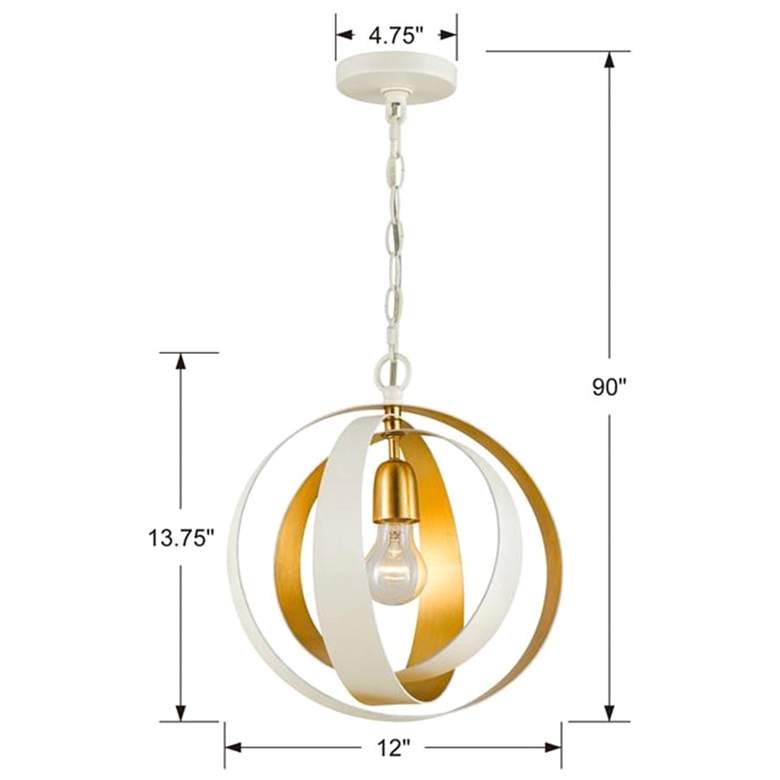 Crystorama Luna 12" Wide White and Gold Orb Mini Pendant