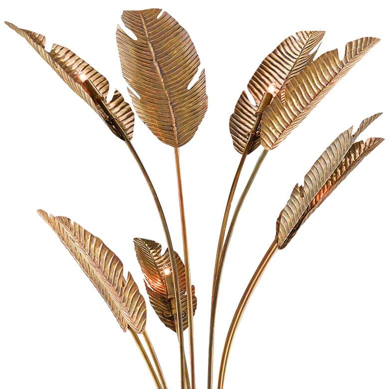 Currey and Company Tropical Grande Vintage Brass Floor Lamp