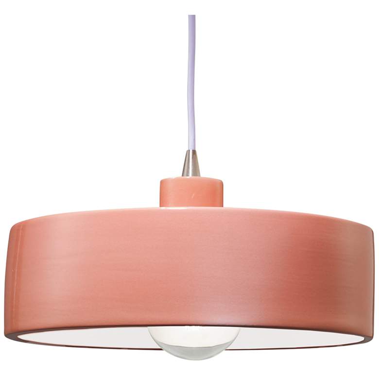 Dish 12" Wide Gloss Blush Ceramic Drum Mini Pendant Light