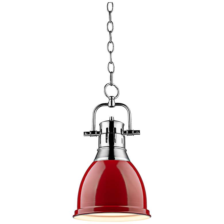 Duncan Chrome 9" Wide Contemporary Red Mini Pendant