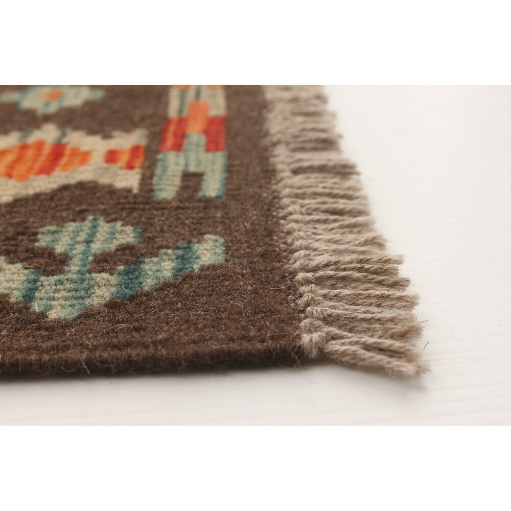 Anne Hathaway Collection Flat-weave Sivas Brown, Copper Wool Kilim