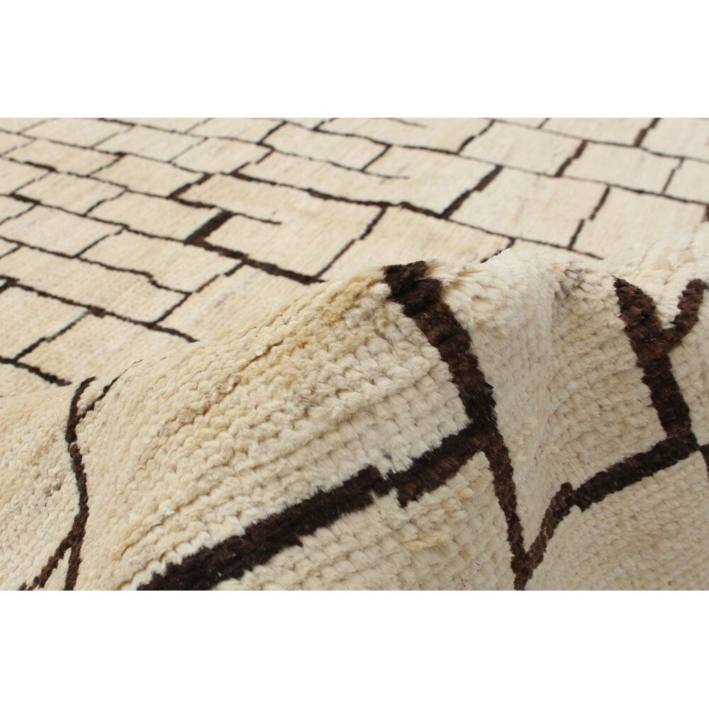 Hand-knotted Tangier Cream Wool Soft Rug