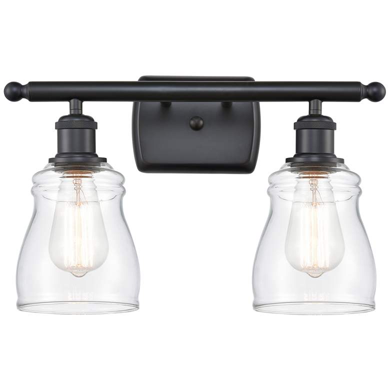 Ellery 2 Light 16" LED Bath Light - Matte Black - Clear Shade