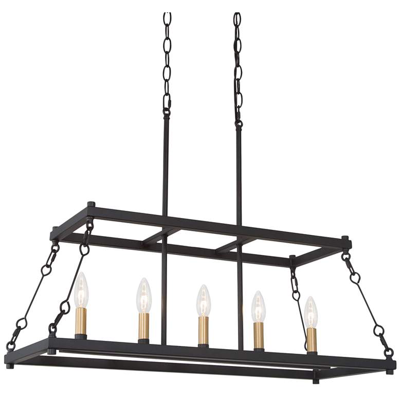 Empher 30" Wide Black and Gold 5-Light Island Pendant Light