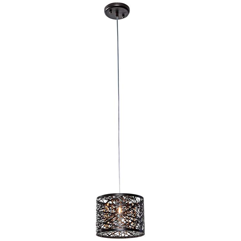 ET2 Inca 7 3/4" Wide Bronze Steel Mini-Pendant with Crystal Accents