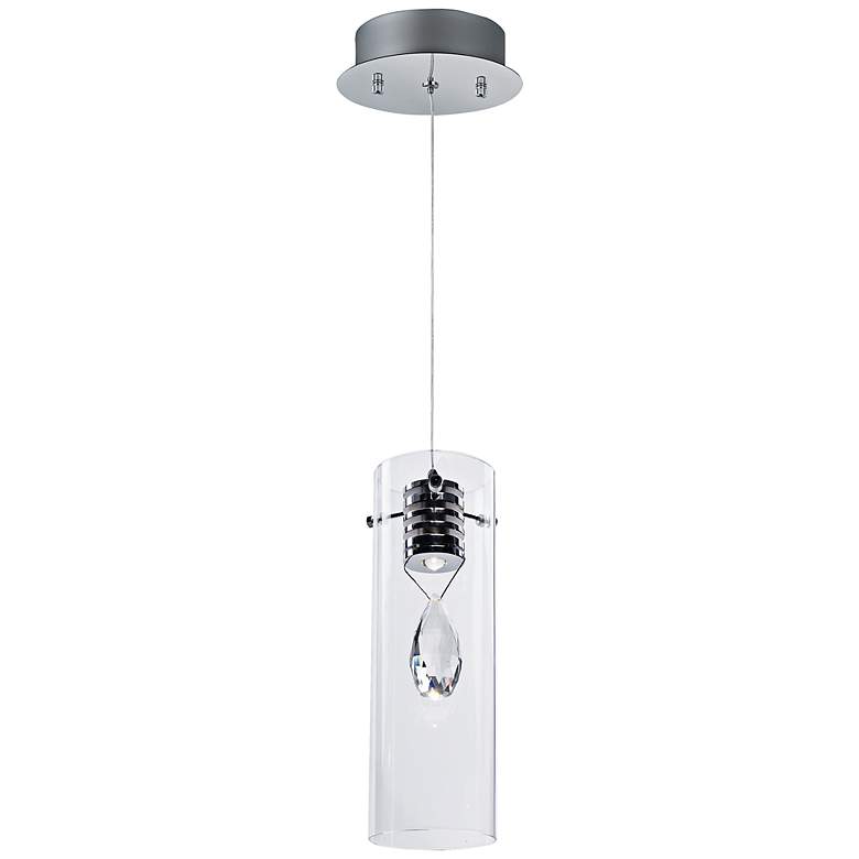 ET2 Solitaire 4 1/4" Wide Chrome Crystal LED Mini Pendant