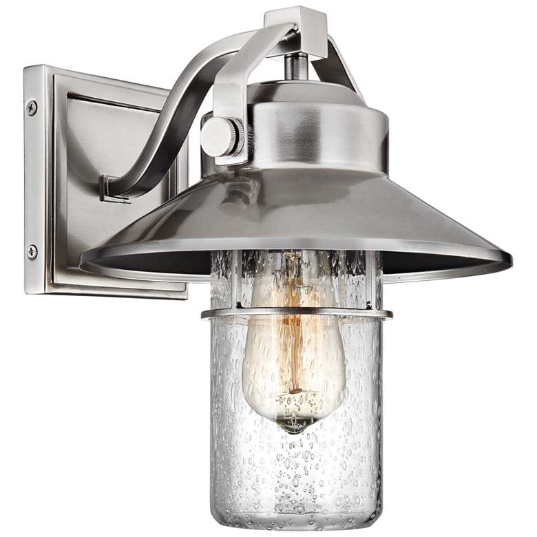 Feiss Boynton 10 3/4" High Brushed Steel Outdoor Wall Light