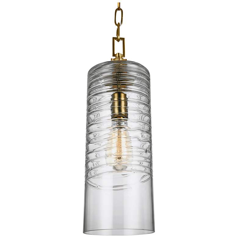 Feiss Elmore 6" Wide Burnished Brass Cylinder Mini Pendant