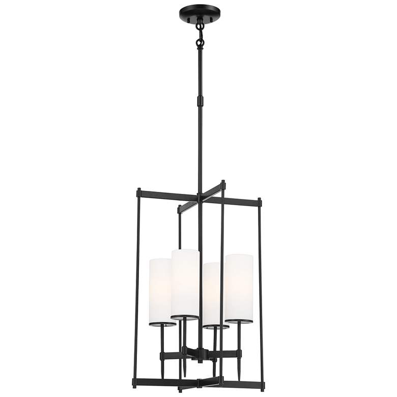 First Avenue 15 1/2" Wide Black and White Glass 4-Light Pendant Light