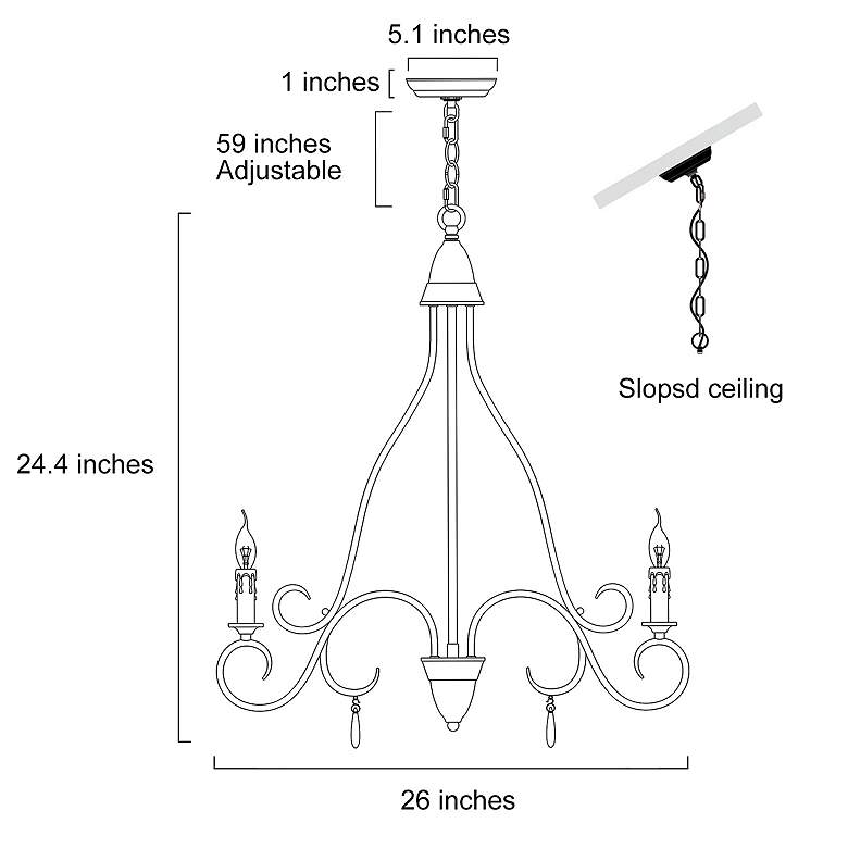 Folla 26" Wide Rustic Iron 5-Light Candle Chandelier