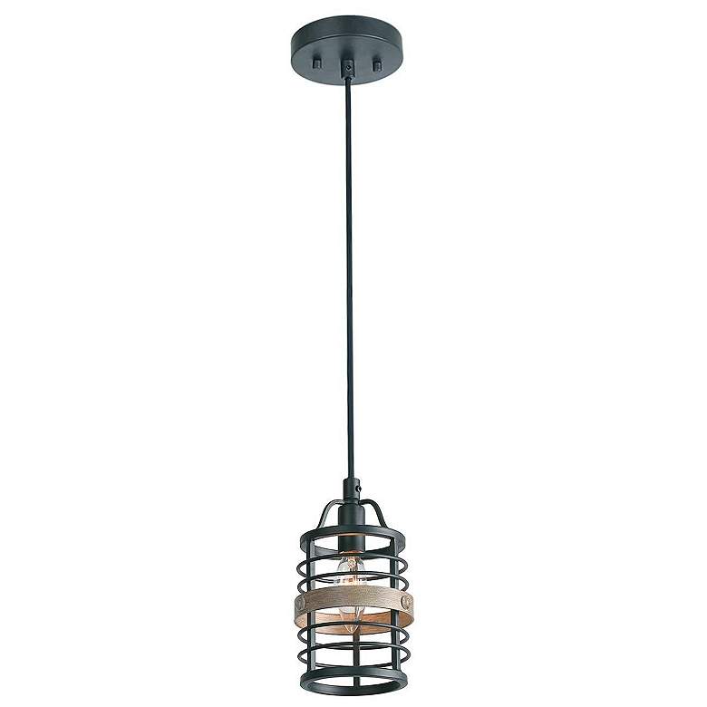 Fordan 4 3/4" Wide Dark Gray Wood Mini Pendant