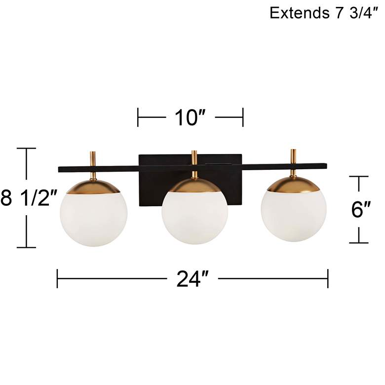 George Kovacs Alluria 24" Black and Gold 3-Light Modern Bath Light