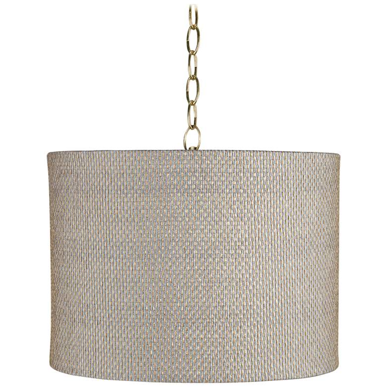 Gray and Gold 15" Wide Antique Brass Shaded Pendant Light