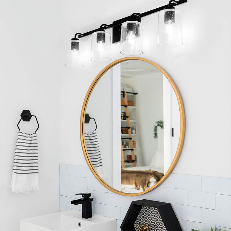 Greyson 34 1/2" Wide Matte Black 4-Light Vanity Bath Light