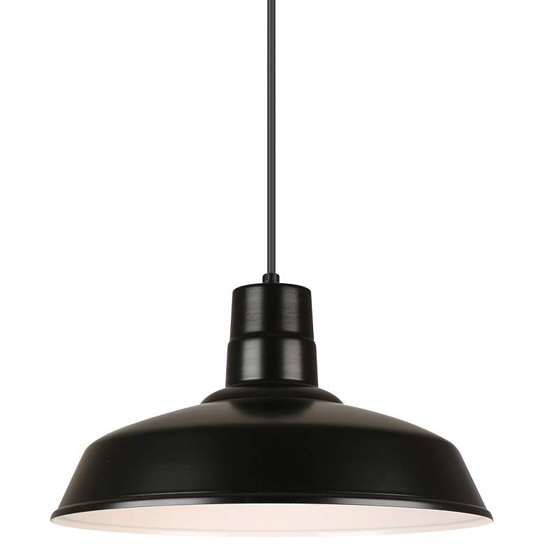 Hi-Lite Warehouse 16" Wide Black Metal Pendant Light