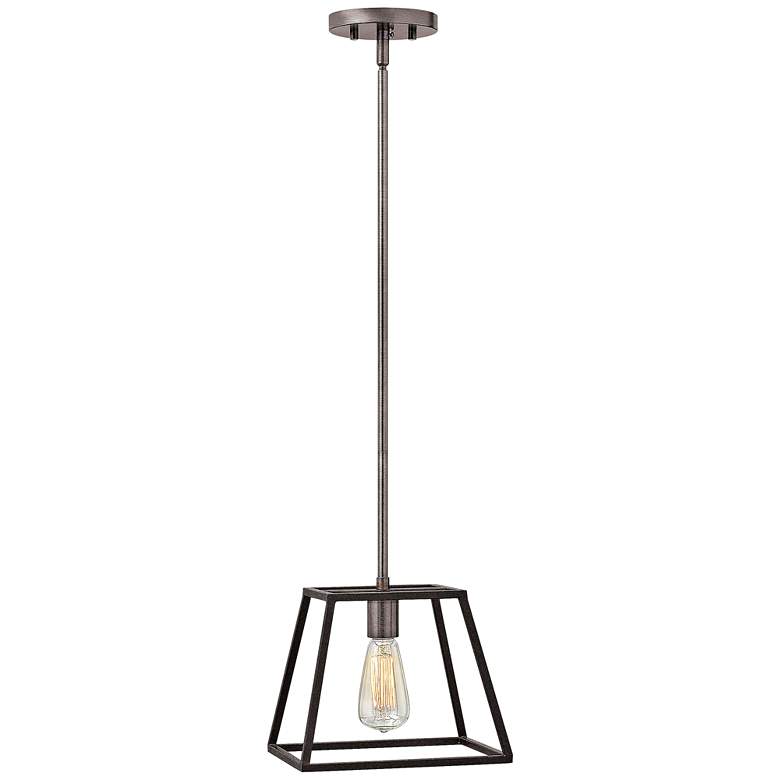 Hinkley Fulton 10" Wide Tapered Cage Aged Zinc Finish Mini Pendant
