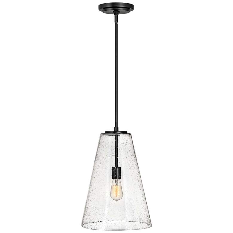 Hinkley Vance 13" Wide Satin Black and Glass Pendant Light