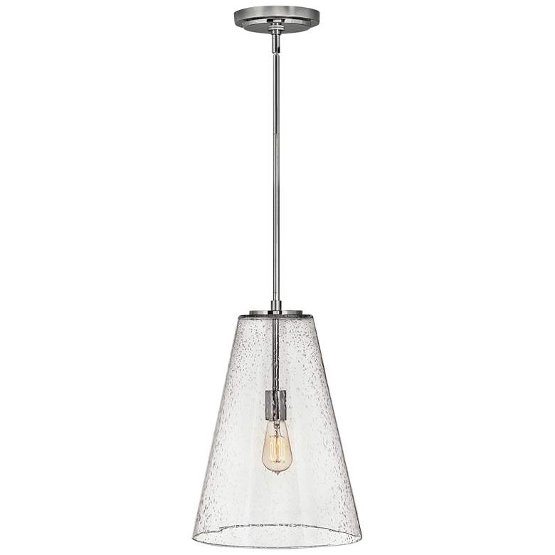Hinkley Vance 13"W Polished Nickel and Glass Pendant Light