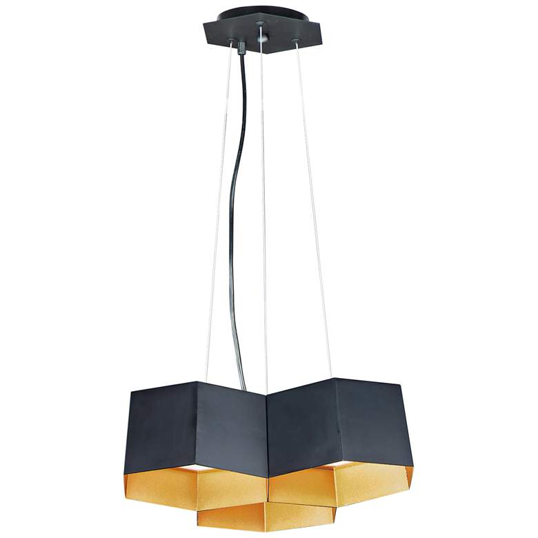 Honeycomb 16" Wide Black and Gold 3-Light LED Pendant Light