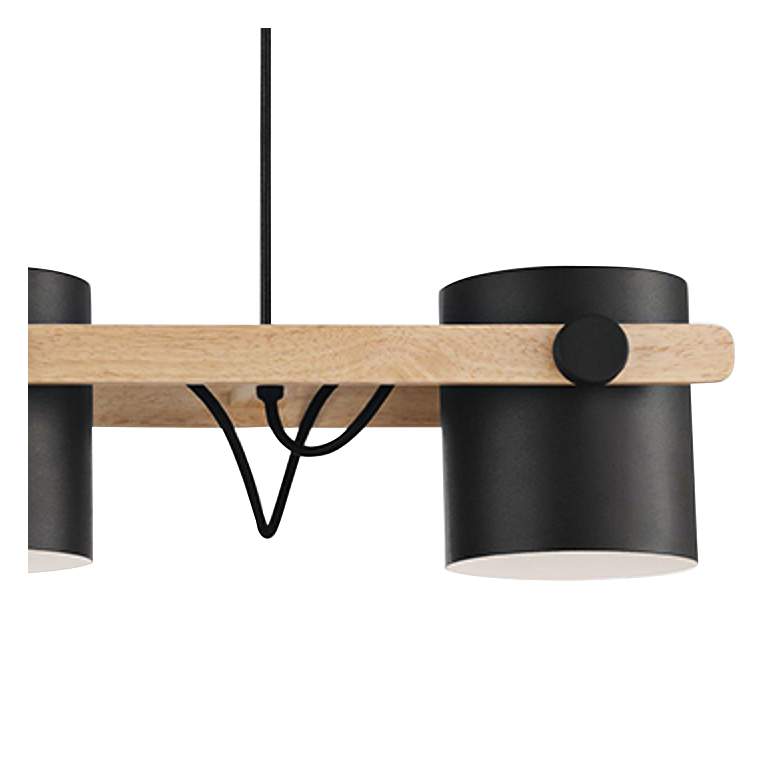 Hornwood 33" Black and Wood 3-Light Modern Island Pendant Light