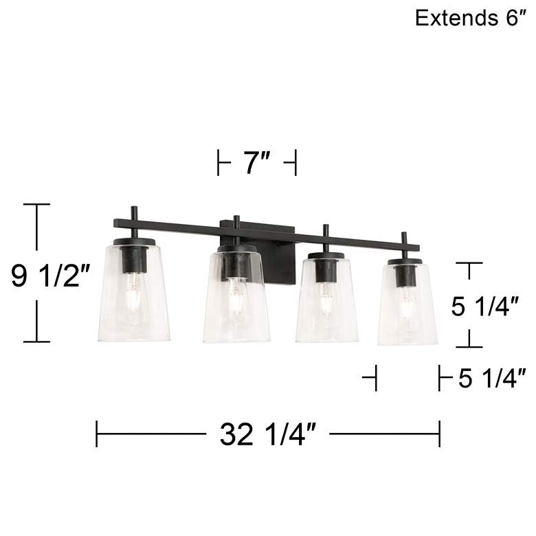 Joanna 32 1/4" Wide Black Metal 4-Light Bath Light