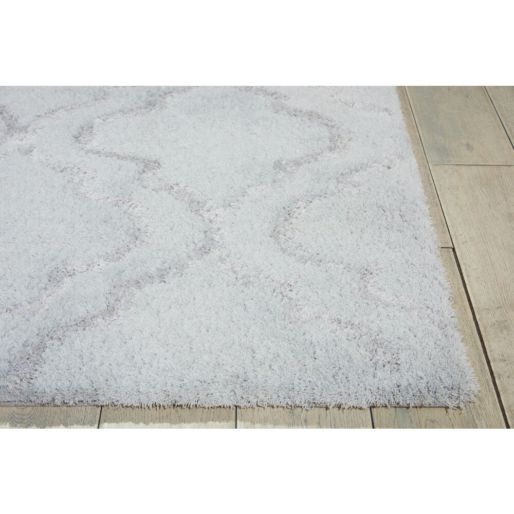 White Trellis Shag Soft Area Rug