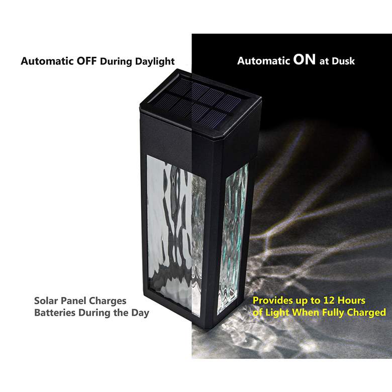Lancaster 8" High Black Solar Powered LED Deck Wall Lights Set of 2