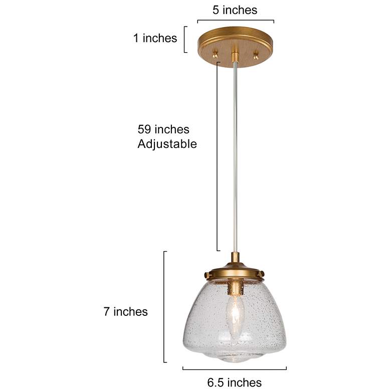Lavaje 6 1/2"W Gold Iron Seeded Glass Mini Pendant Light