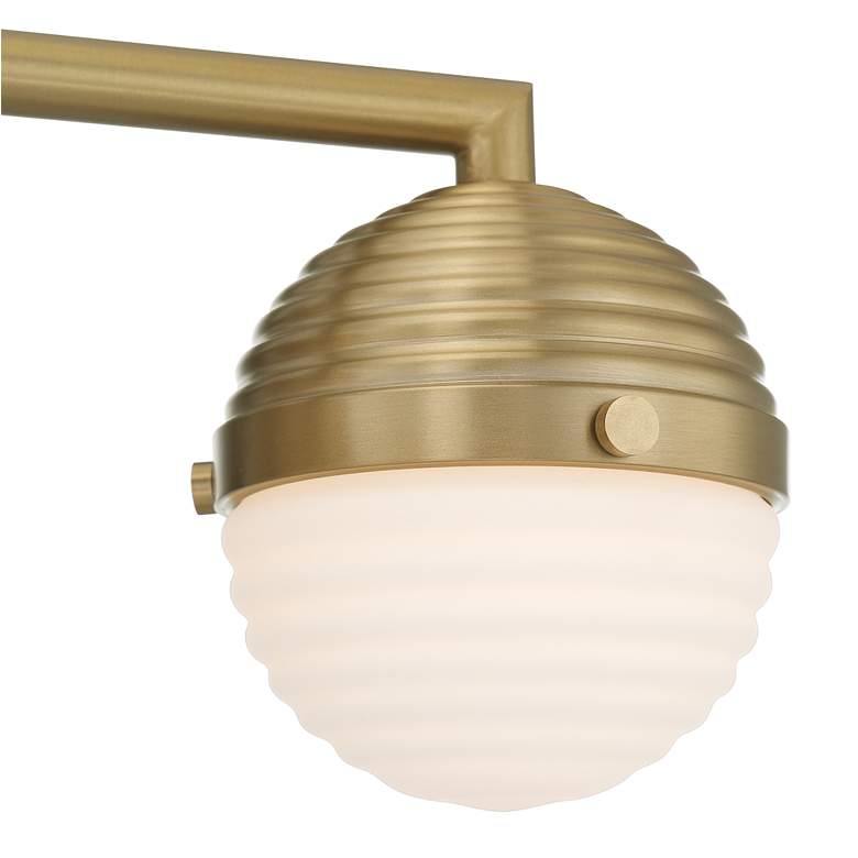 Lensk 42 1/2" Wide Warm Brass Opal Glass 5-Light Bath Light