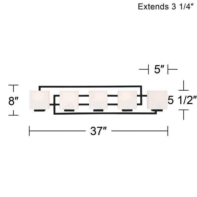 Lighting on the Square 37" Wide Black 5-Light Bath Light