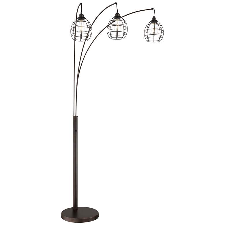 Lite Source Kaden Copper Bronze Cage 3-Light Arc Floor Lamp