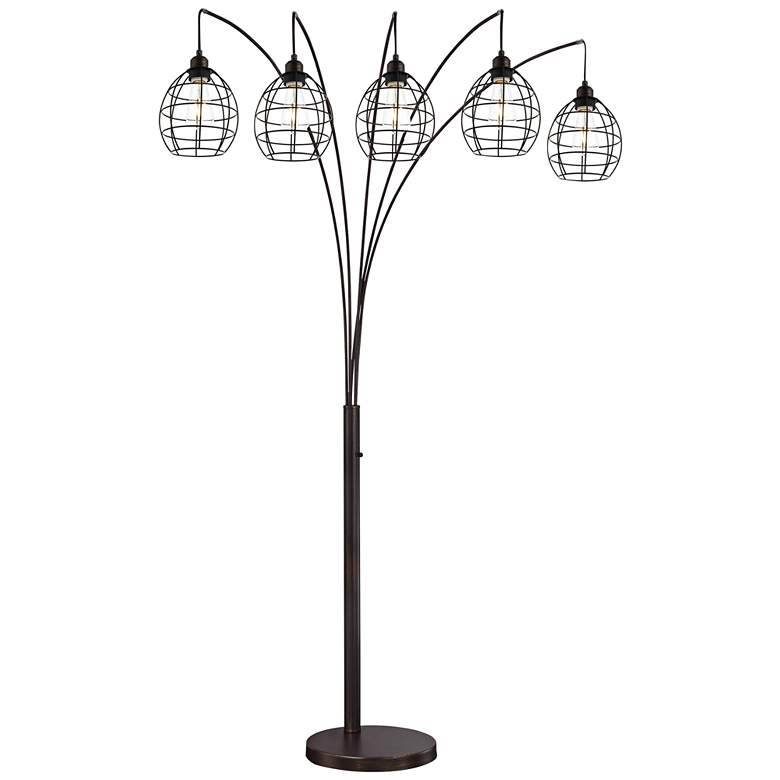 Lite Source Kaden Copper Bronze Cage 5-Light Arc Floor Lamp