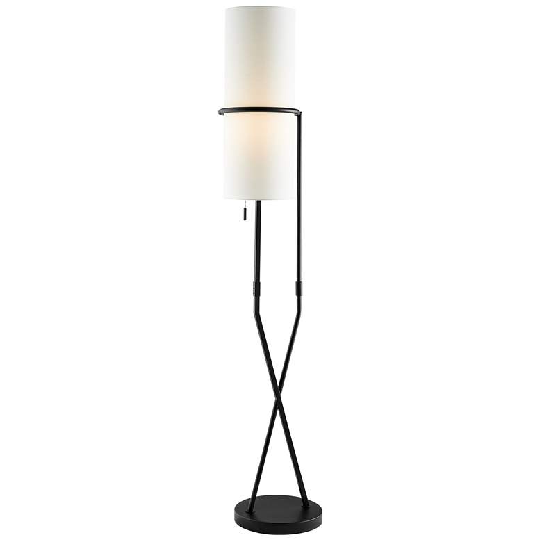 Lite Source Xandra Floor Lamp With White Fabric Shade and Pull-chain Switch