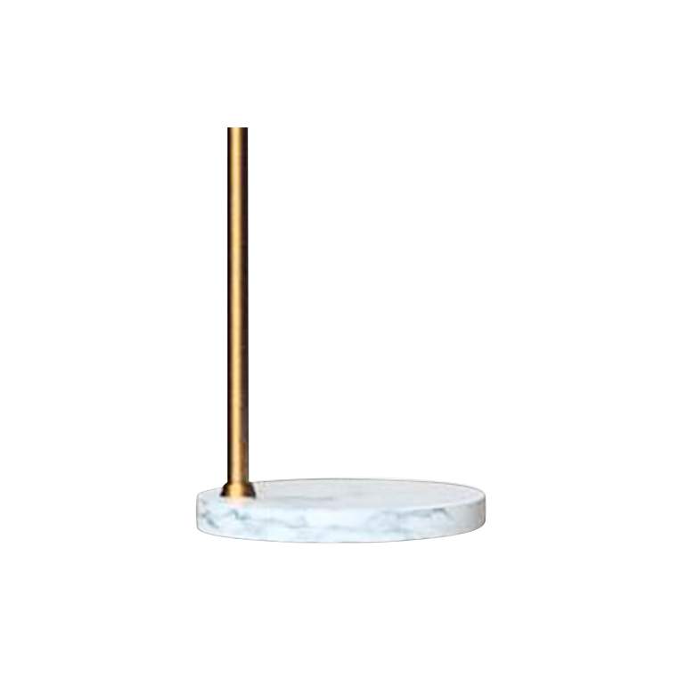 Luna Bella Weathered Brass LED Arc Floor Lamp w/ White Shade