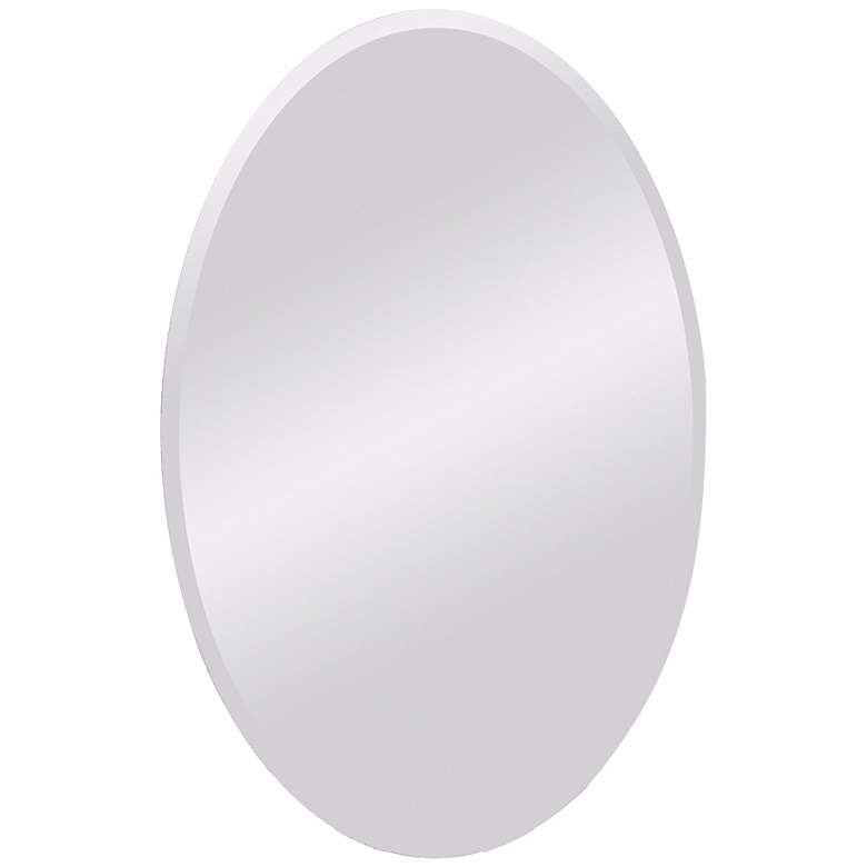 Frameless Beveled 35" High Oval Wall Mirror