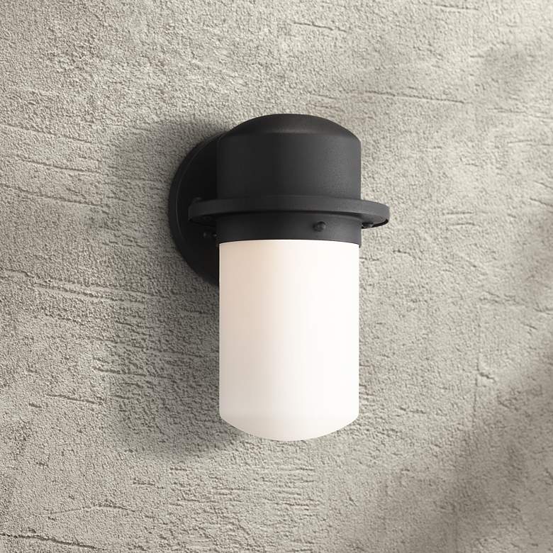 Mallow 9 1/4" High Black Opal Glass LED Outdoor Wall Light