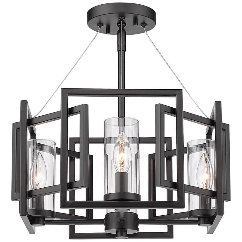 Marco 16" Wide Matte Black Geometric 4-Light Pendant