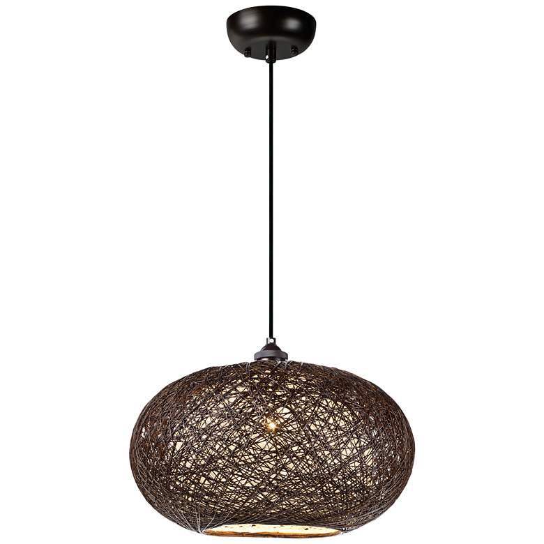 Maxim Bali 15 3/4"W Chocolate Weave Outdoor Pendant Light